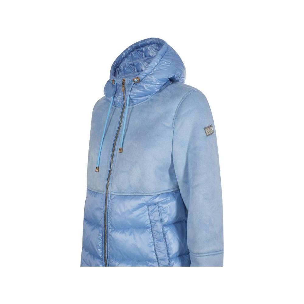 Yes Zee Light Blue Nylon Jackets & Coat Yes Zee