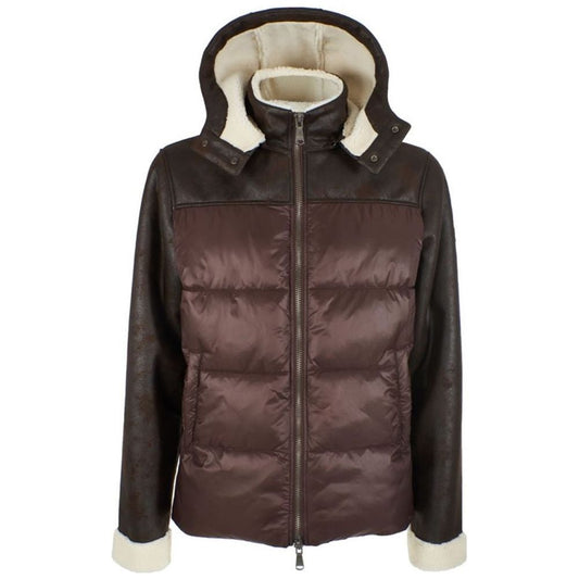 Yes Zee Brown Nylon Men Jacket Yes Zee