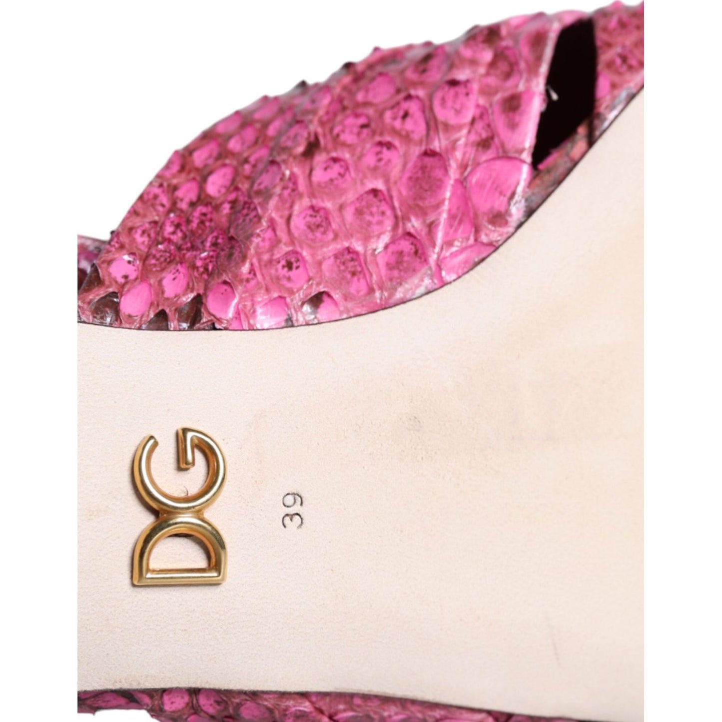 Dolce & Gabbana Pink Python Leather Kitten Heels Slides Shoes Dolce & Gabbana