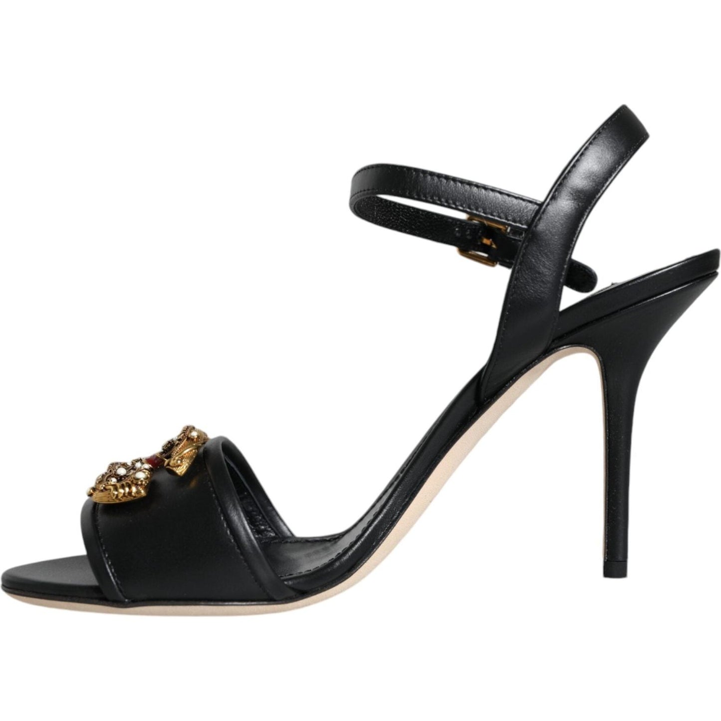 Dolce & Gabbana Black DG Amore Leather Keira Sandals Shoes Dolce & Gabbana