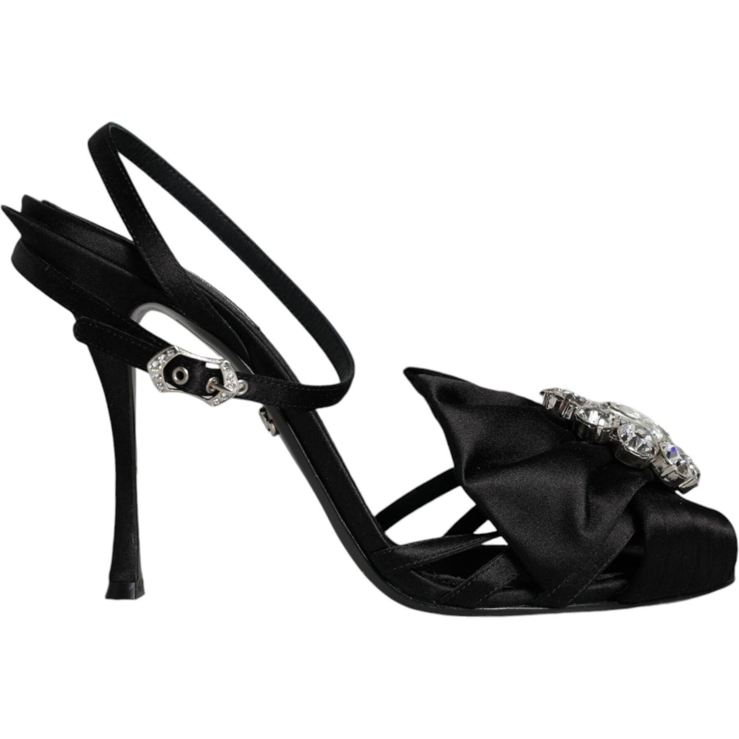 Dolce & Gabbana Black Crystal Ankle Strap Sandals Shoes Dolce & Gabbana