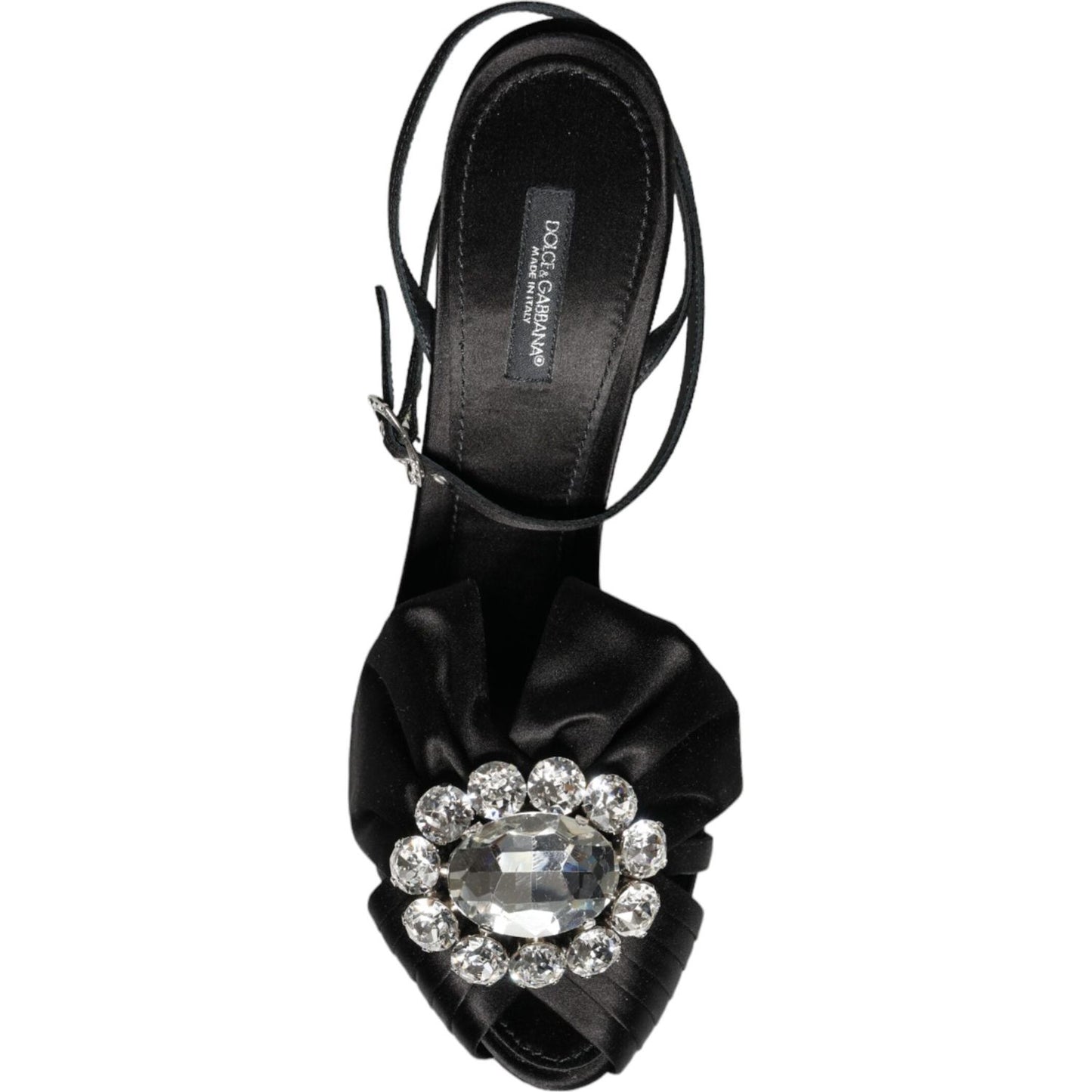 Dolce & Gabbana Black Crystal Ankle Strap Sandals Shoes Dolce & Gabbana