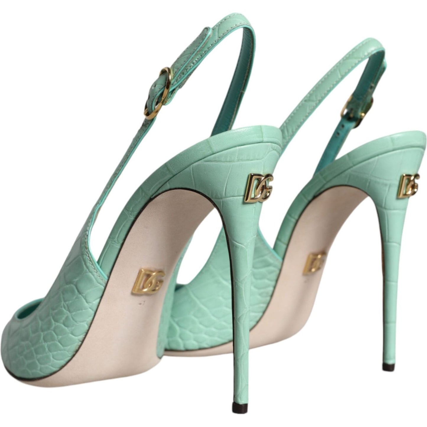 Dolce & Gabbana Mint Green Leather Heels Slingback Pumps Shoes Dolce & Gabbana