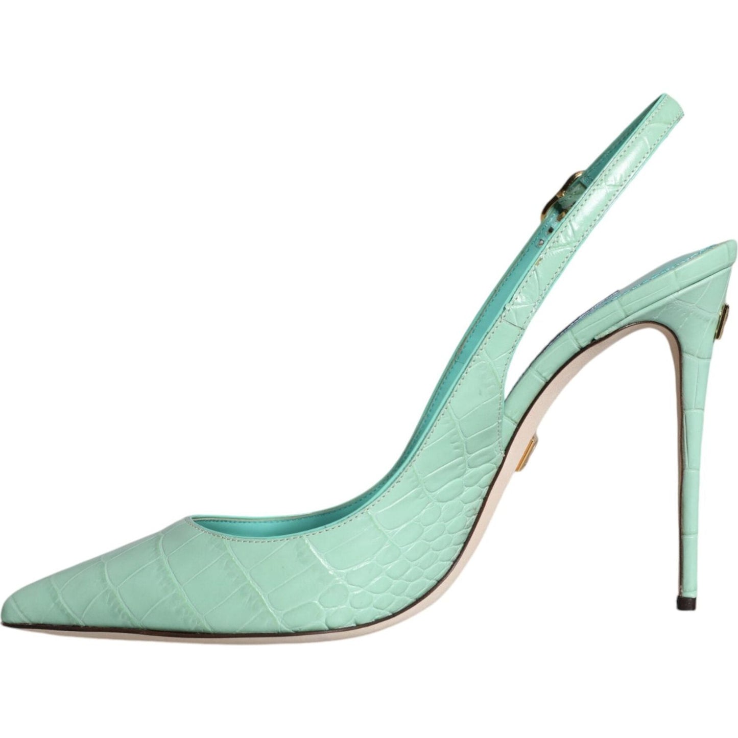 Dolce & Gabbana Mint Green Leather Heels Slingback Pumps Shoes Dolce & Gabbana