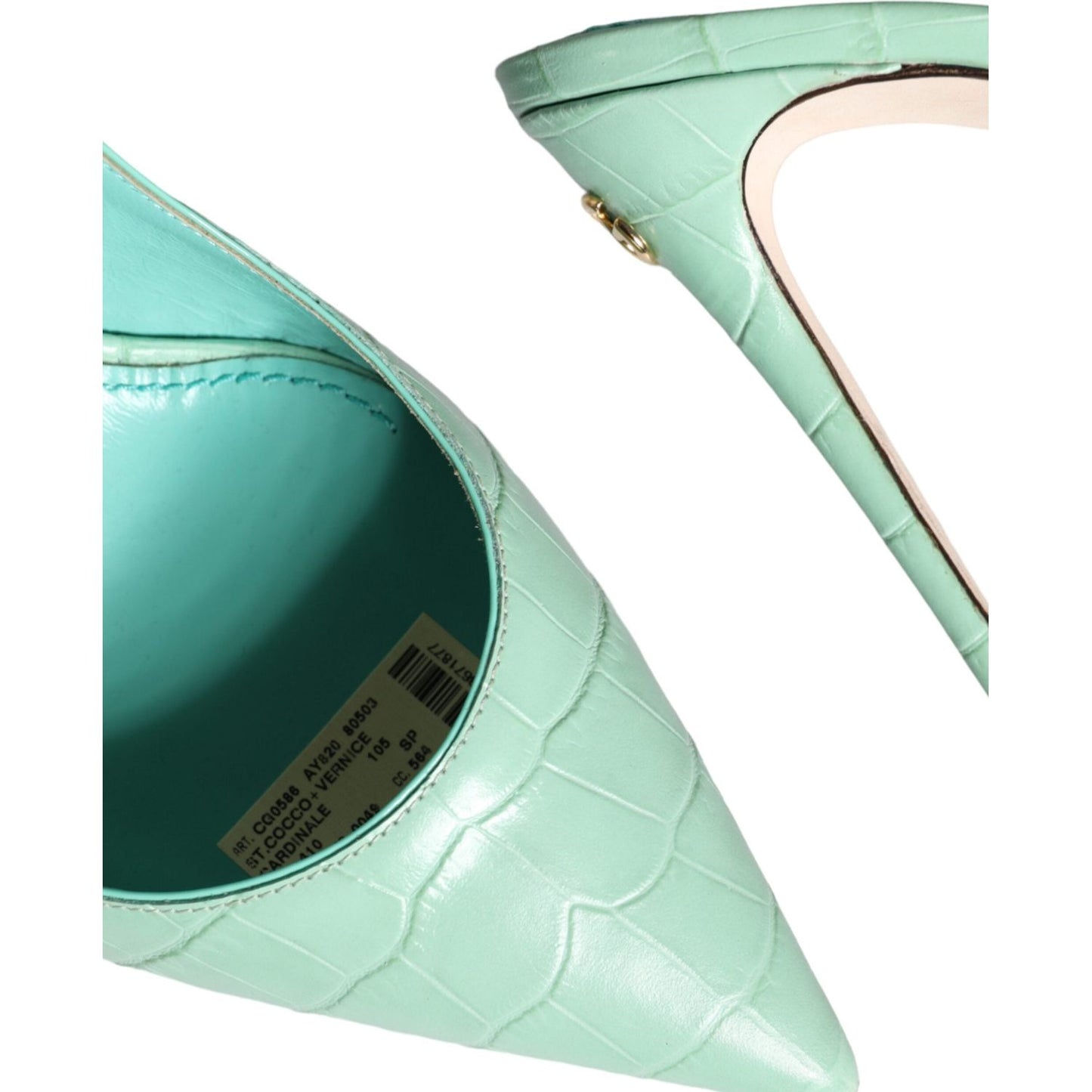 Dolce & Gabbana Mint Green Leather Heels Slingback Pumps Shoes Dolce & Gabbana