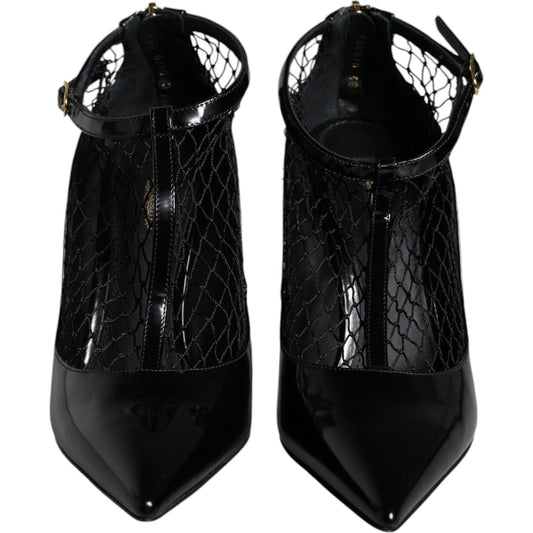 Dolce & Gabbana Black Mesh Patent Leather Heels Pumps Shoes Dolce & Gabbana