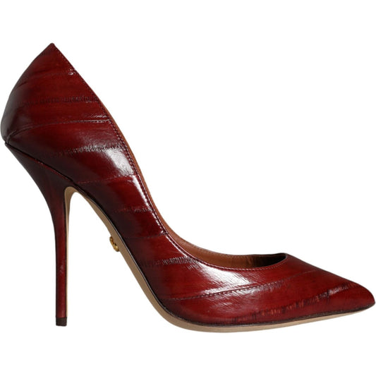 Dolce & Gabbana Dark Red Leather High Heels Pumps Shoes Dolce & Gabbana