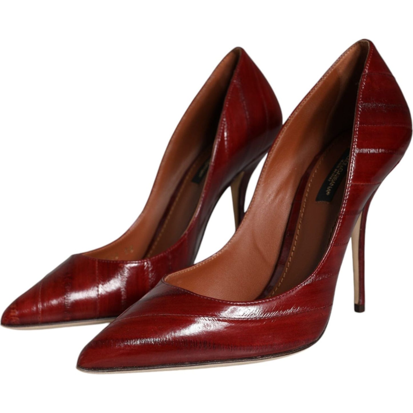 Dolce & Gabbana Dark Red Leather High Heels Pumps Shoes Dolce & Gabbana