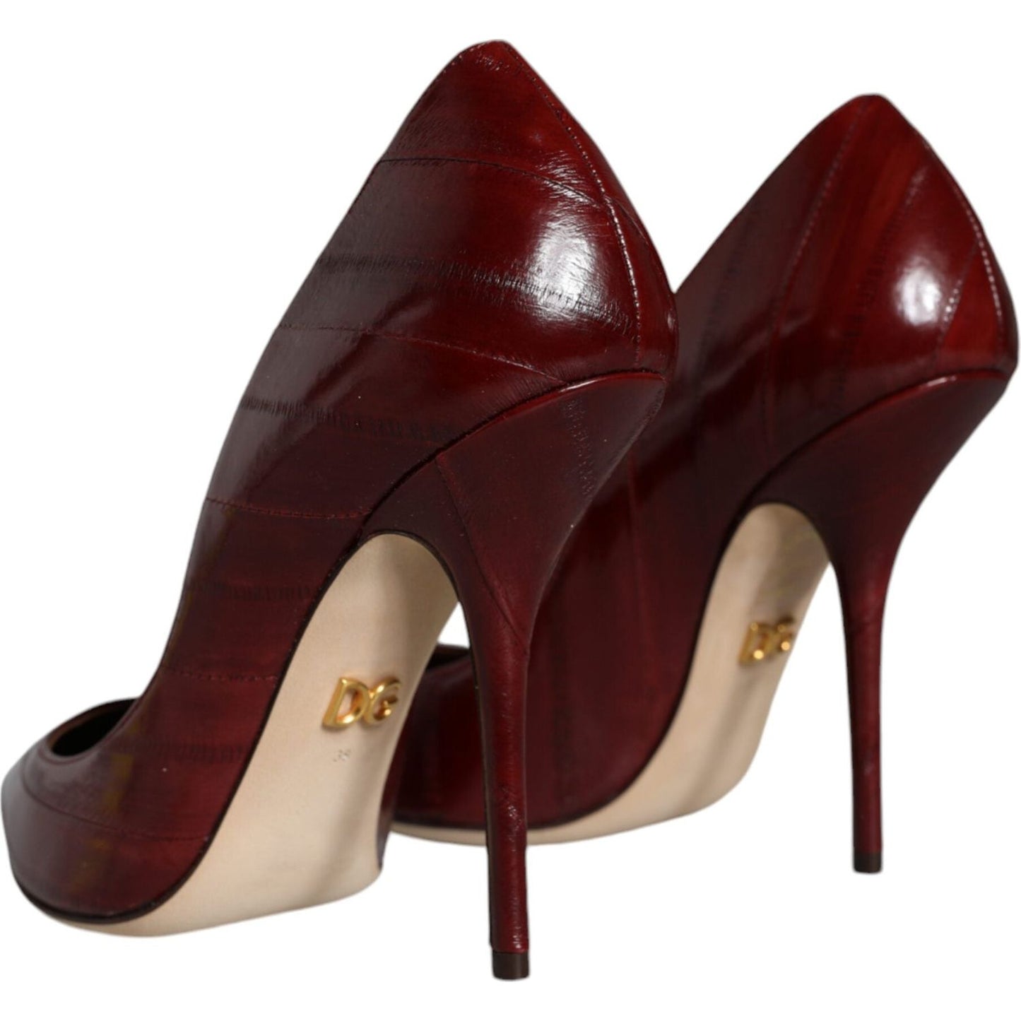 Dolce & Gabbana Dark Red Leather High Heels Pumps Shoes Dolce & Gabbana