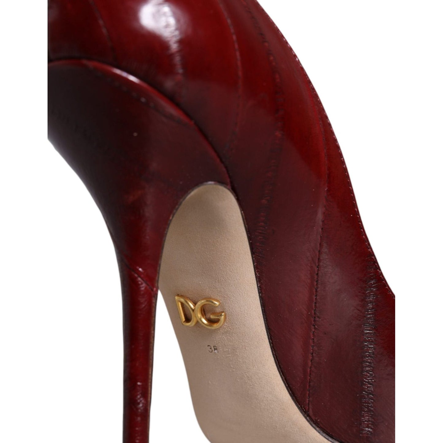 Dolce & Gabbana Dark Red Leather High Heels Pumps Shoes Dolce & Gabbana