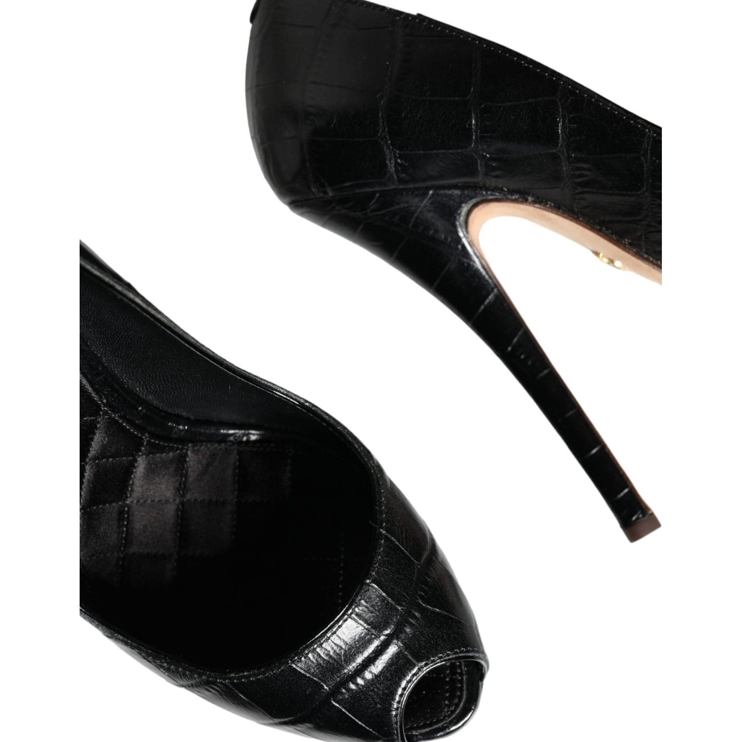 Dolce & Gabbana Black Leather Platform Heels Pumps Shoes Dolce & Gabbana