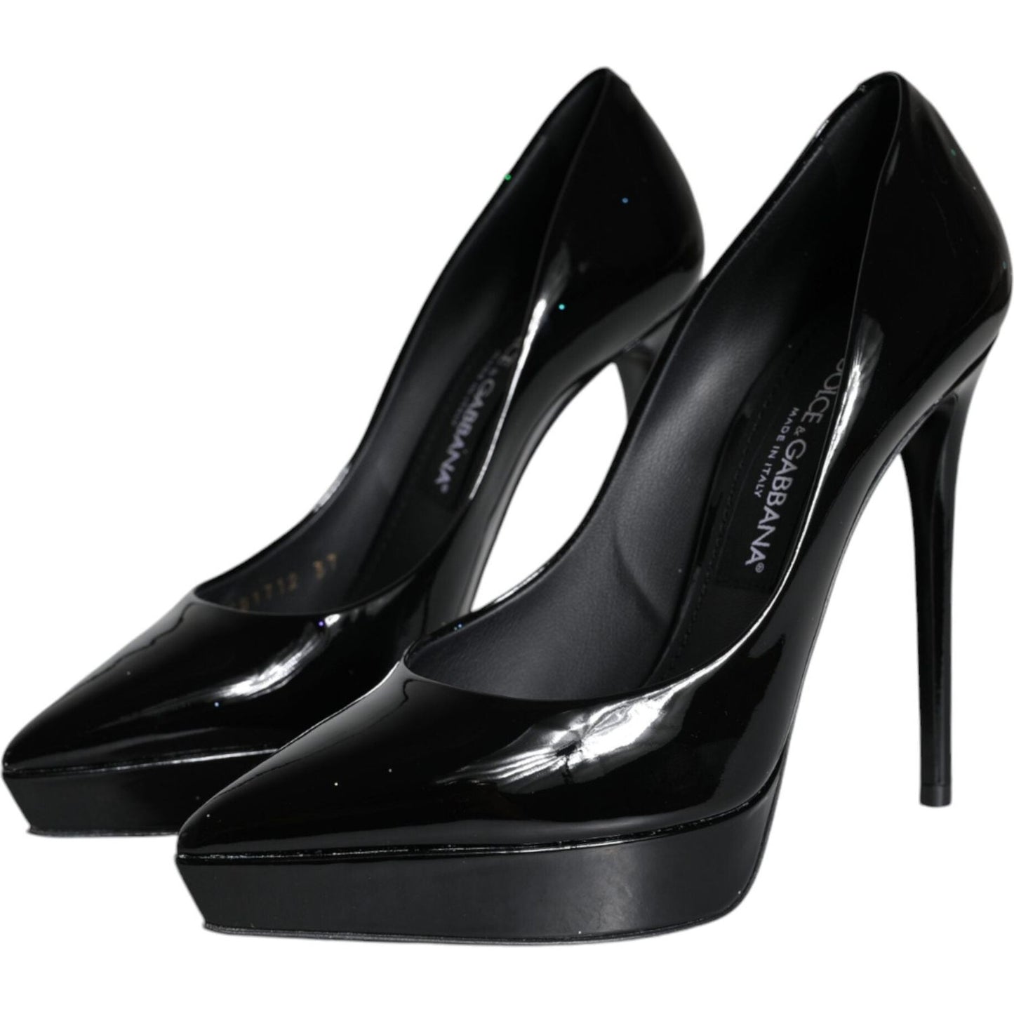 Dolce & Gabbana Black Leather Platform Heels Pumps Shoes Dolce & Gabbana