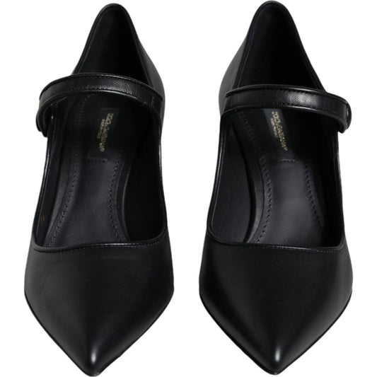 Dolce & Gabbana Black Leather Logo Heels Mary Janes Pumps Shoes Dolce & Gabbana