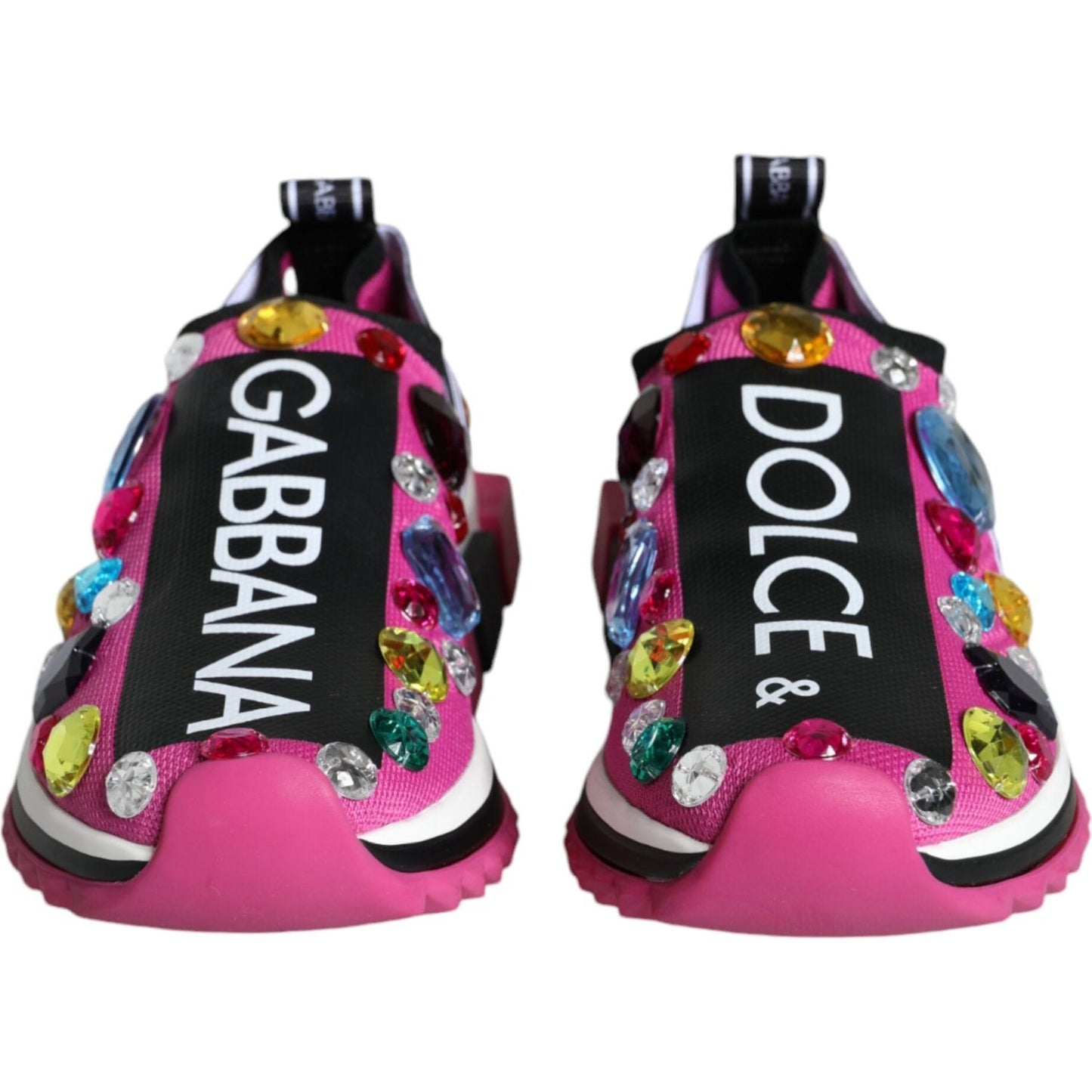 Dolce & Gabbana Pink Sorrento Crystals Low Top Sneakers Dolce & Gabbana