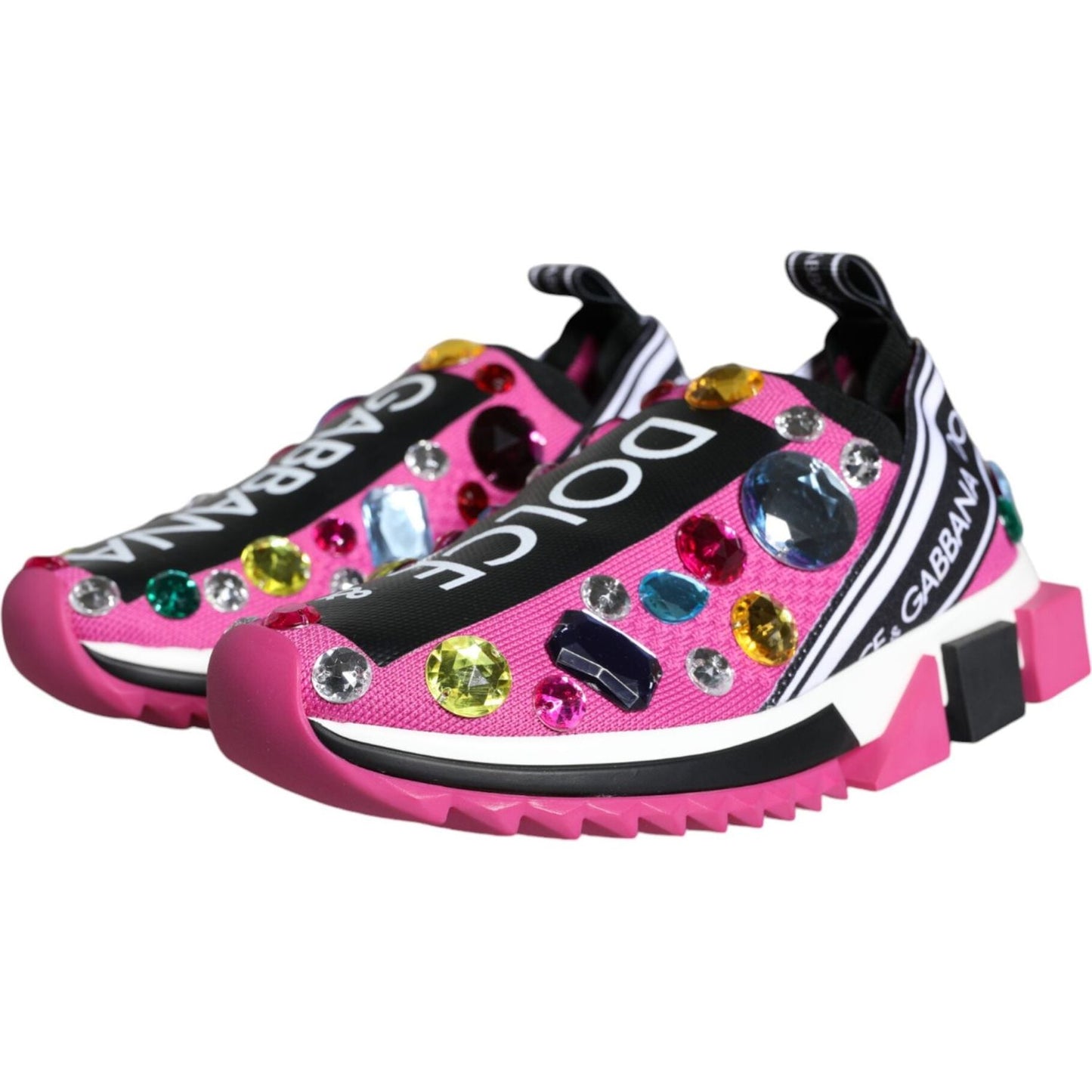 Dolce & Gabbana Pink Sorrento Crystals Low Top Sneakers Dolce & Gabbana