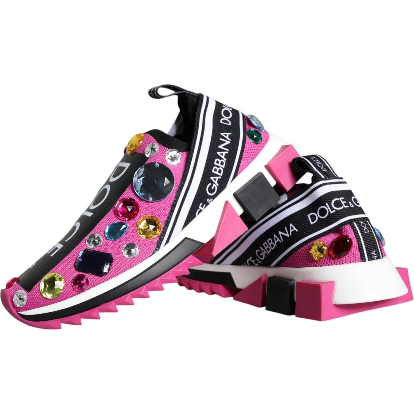 Dolce & Gabbana Pink Sorrento Crystals Low Top Sneakers Dolce & Gabbana