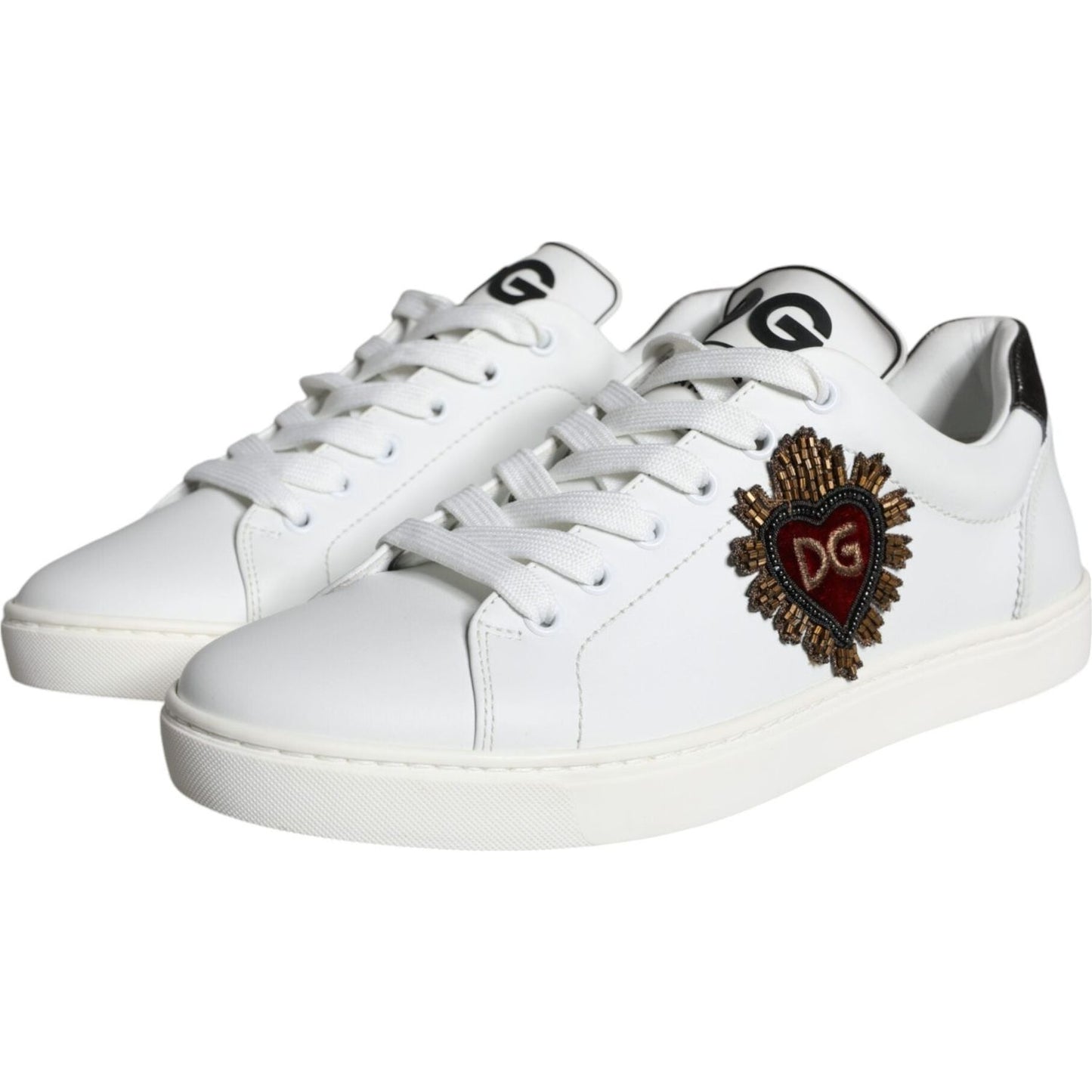 Dolce & Gabbana White Portofino Sacred Heart Sneakers Shoes Dolce & Gabbana