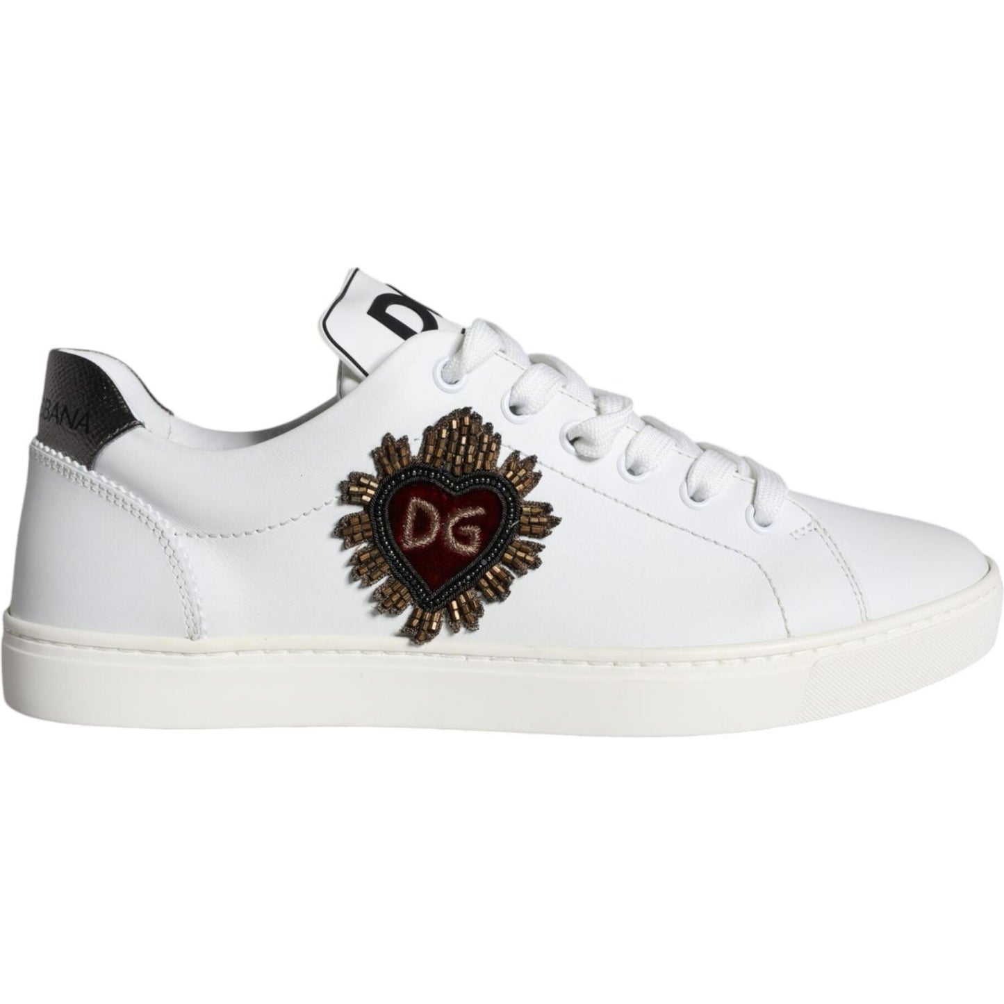 Dolce & Gabbana White Portofino Sacred Heart Sneakers Shoes Dolce & Gabbana