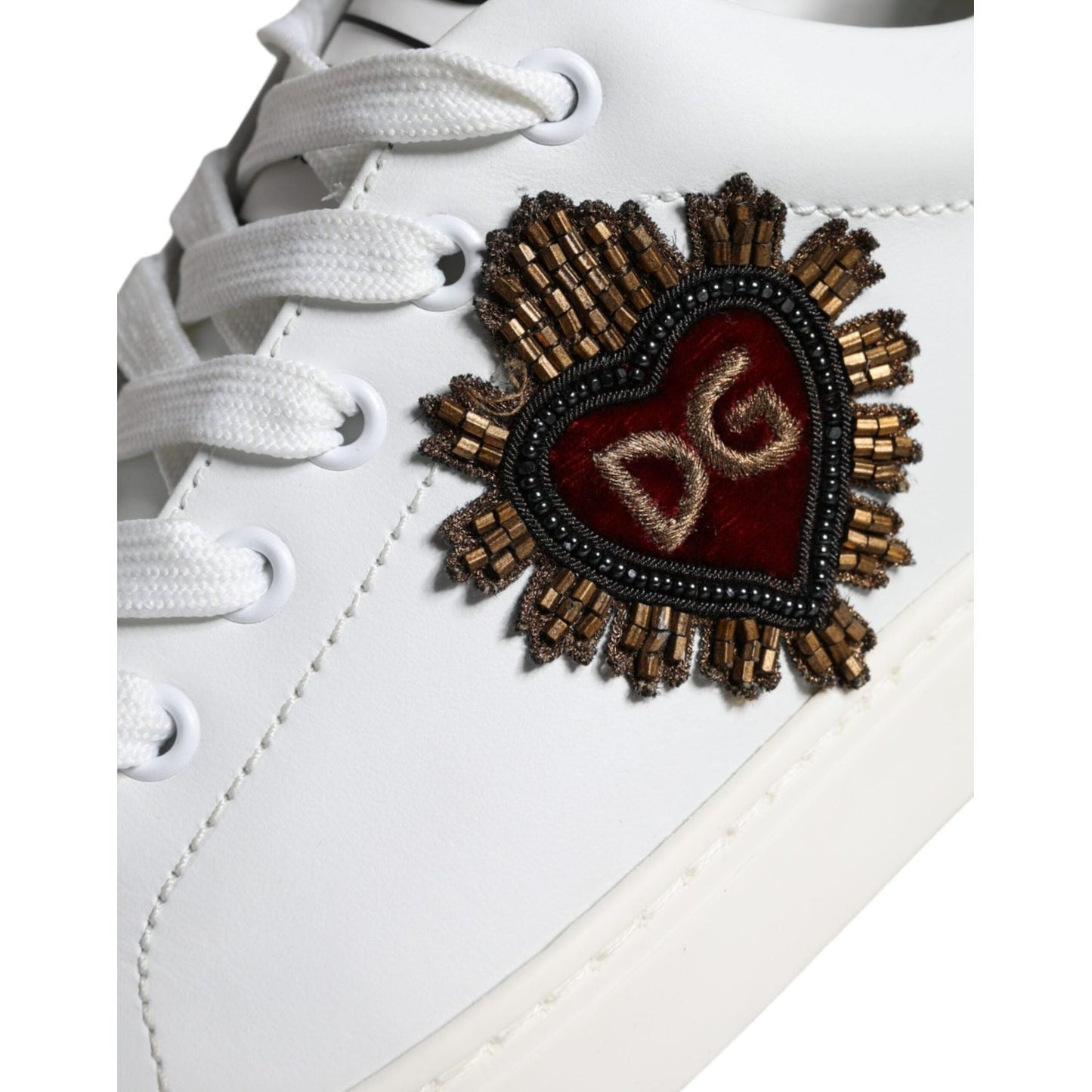 Dolce & Gabbana White Portofino Sacred Heart Sneakers Shoes Dolce & Gabbana