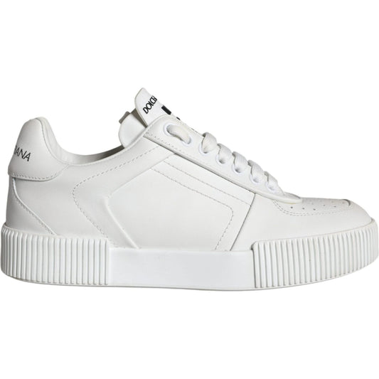 Dolce & Gabbana White Calfskin Leather Miami Low Top Sneakers Shoes Dolce & Gabbana