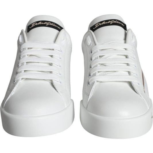 Dolce & Gabbana White Black Portofino Low Top Sneakers Shoes Dolce & Gabbana