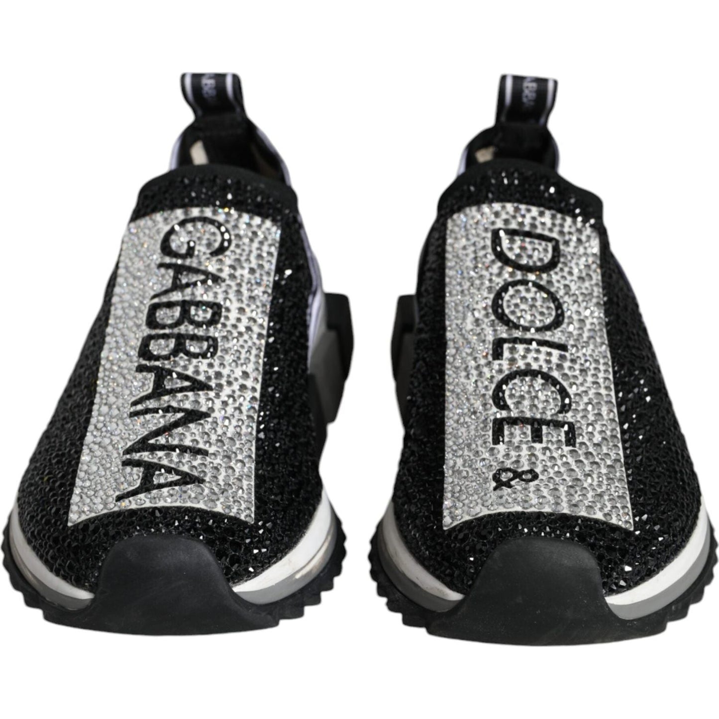 Dolce & Gabbana Black Strass Sorrento Low Top Sneakers Shoes Dolce & Gabbana