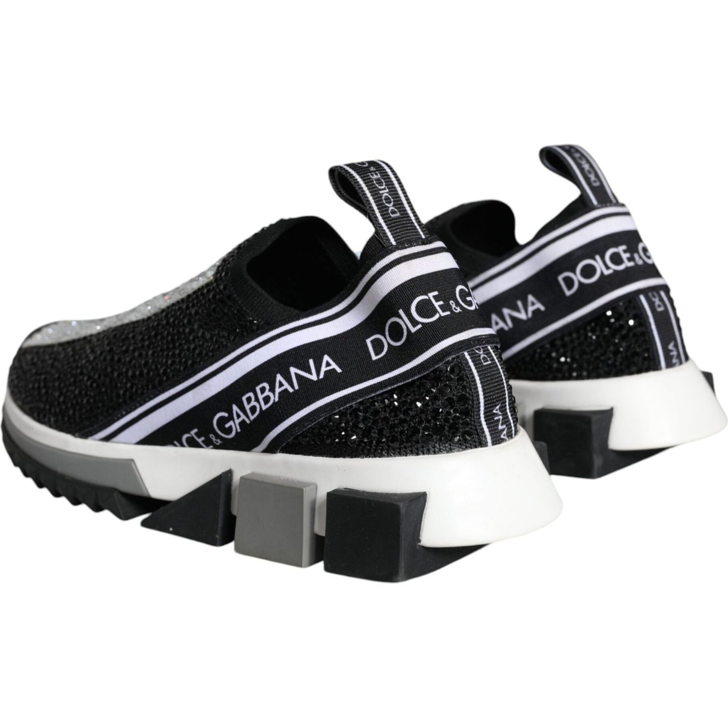 Dolce & Gabbana Black Strass Sorrento Low Top Sneakers Shoes Dolce & Gabbana