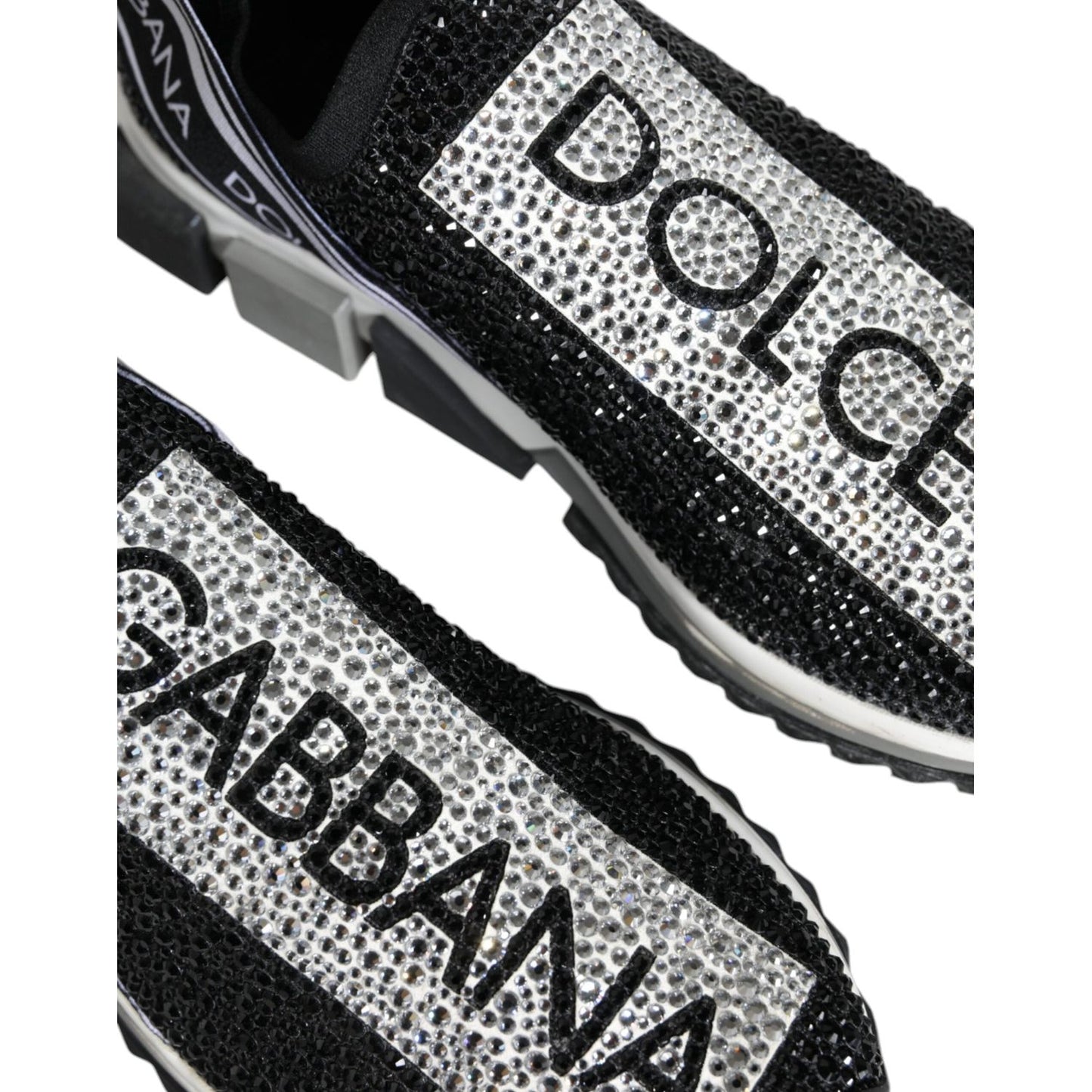 Dolce & Gabbana Black Strass Sorrento Low Top Sneakers Shoes Dolce & Gabbana