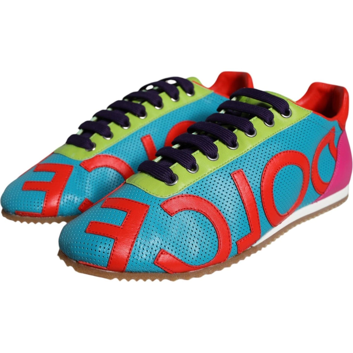 Dolce & Gabbana Multicolor Leather Logo Casual Sneakers Shoes Dolce & Gabbana