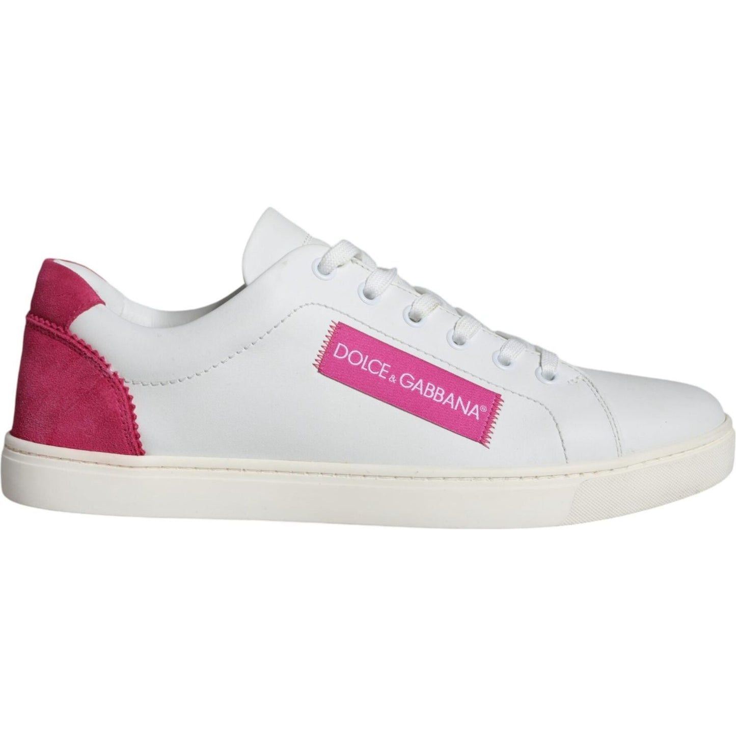 Dolce & Gabbana White Pink Leather Logo Classic Sneaker Shoes Dolce & Gabbana