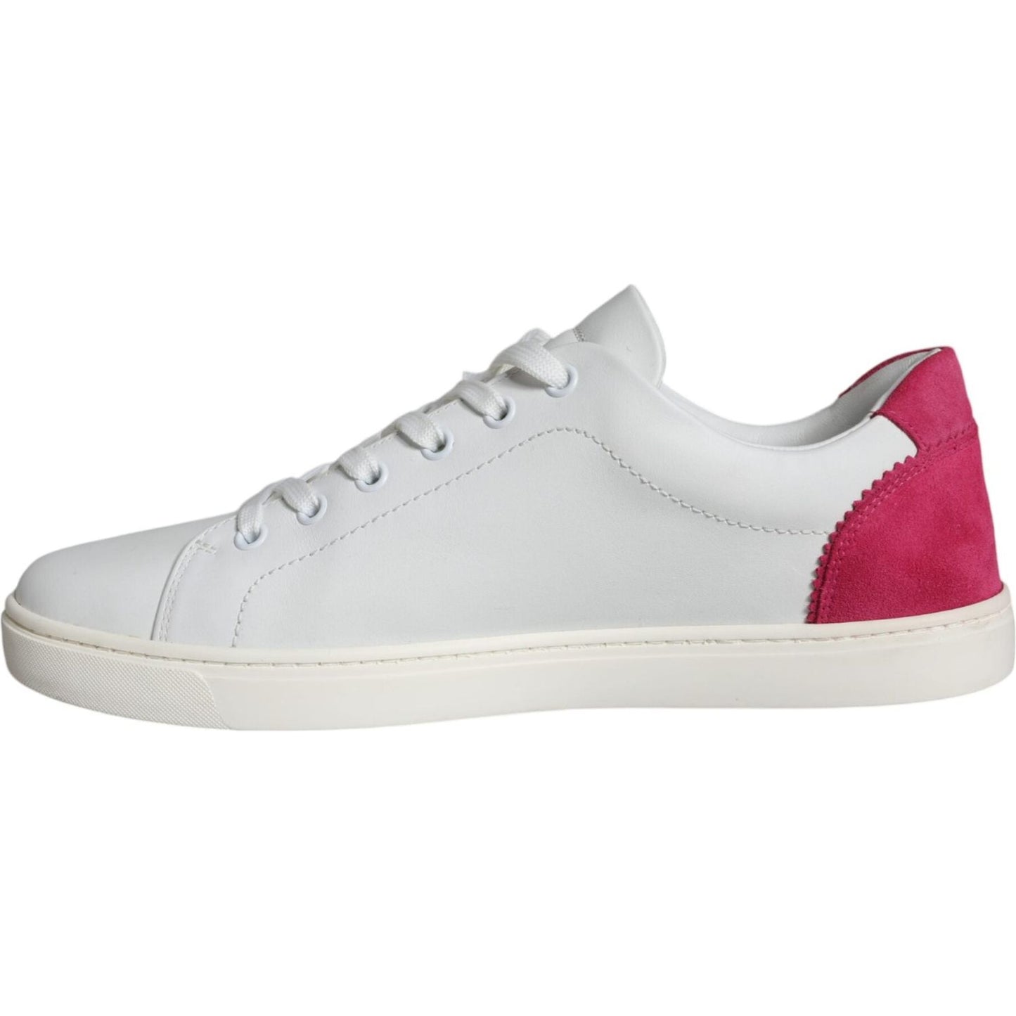 Dolce & Gabbana White Pink Leather Logo Classic Sneaker Shoes Dolce & Gabbana