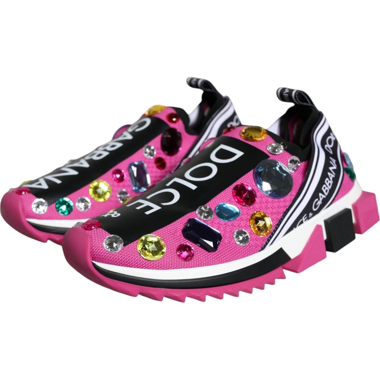 Dolce & Gabbana Pink Sorrento Crystals Low Top Sneakers Shoes Dolce & Gabbana