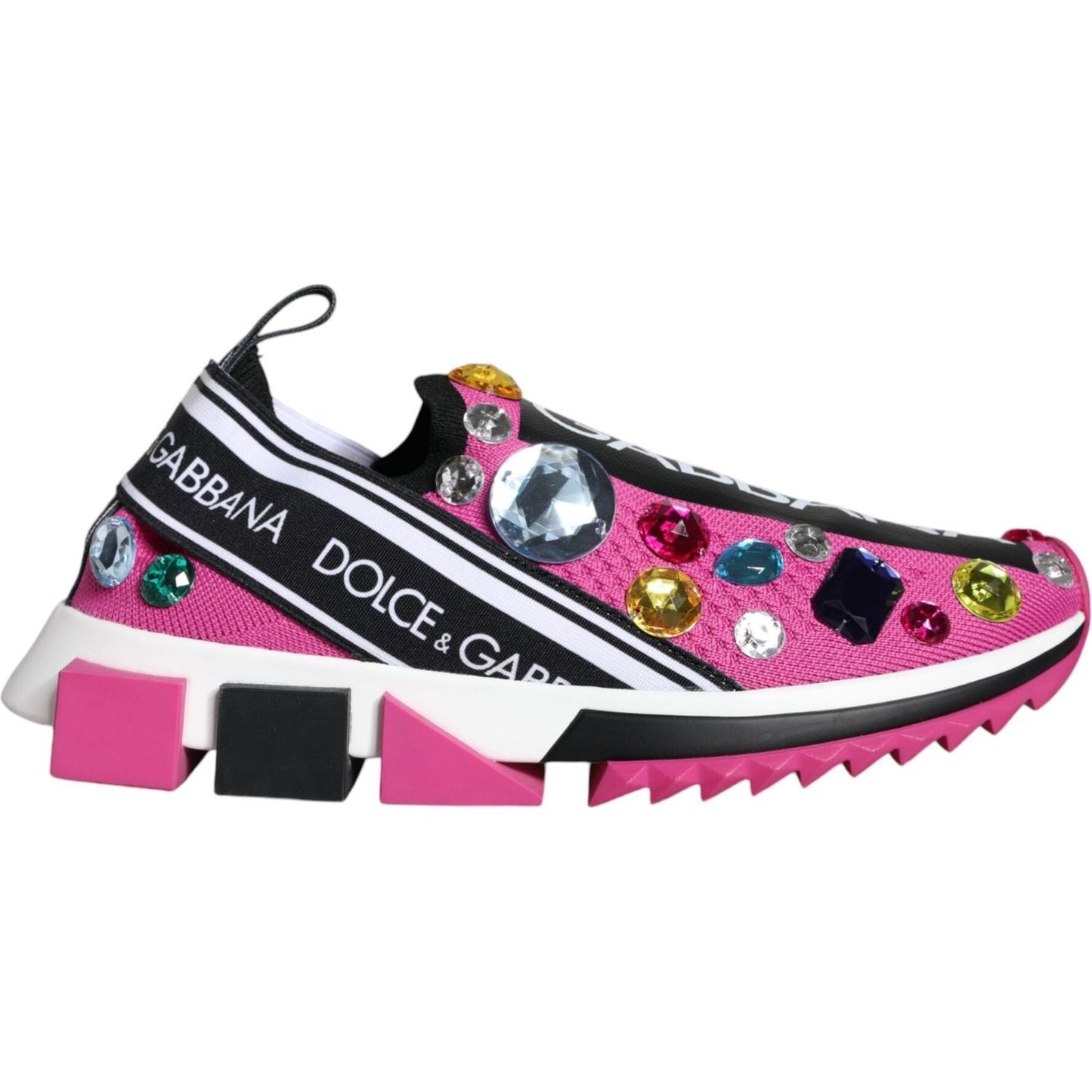 Dolce & Gabbana Pink Sorrento Crystals Low Top Sneakers Shoes Dolce & Gabbana