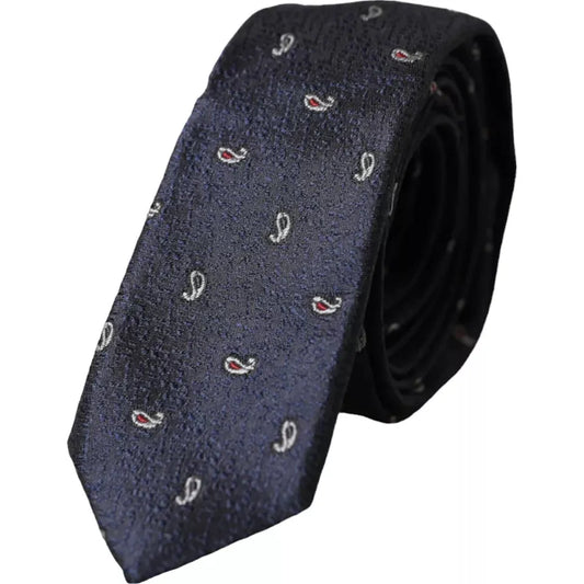 Dolce & Gabbana Dark Blue Fantasy 100% Silk Adjustable Men Tie Dolce & Gabbana