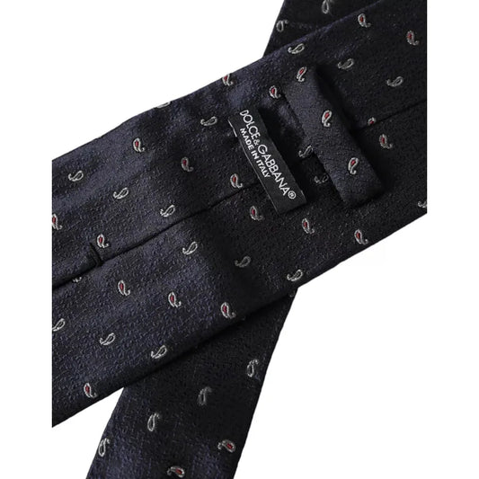 Dolce & Gabbana Dark Blue Fantasy 100% Silk Adjustable Men Tie Dolce & Gabbana