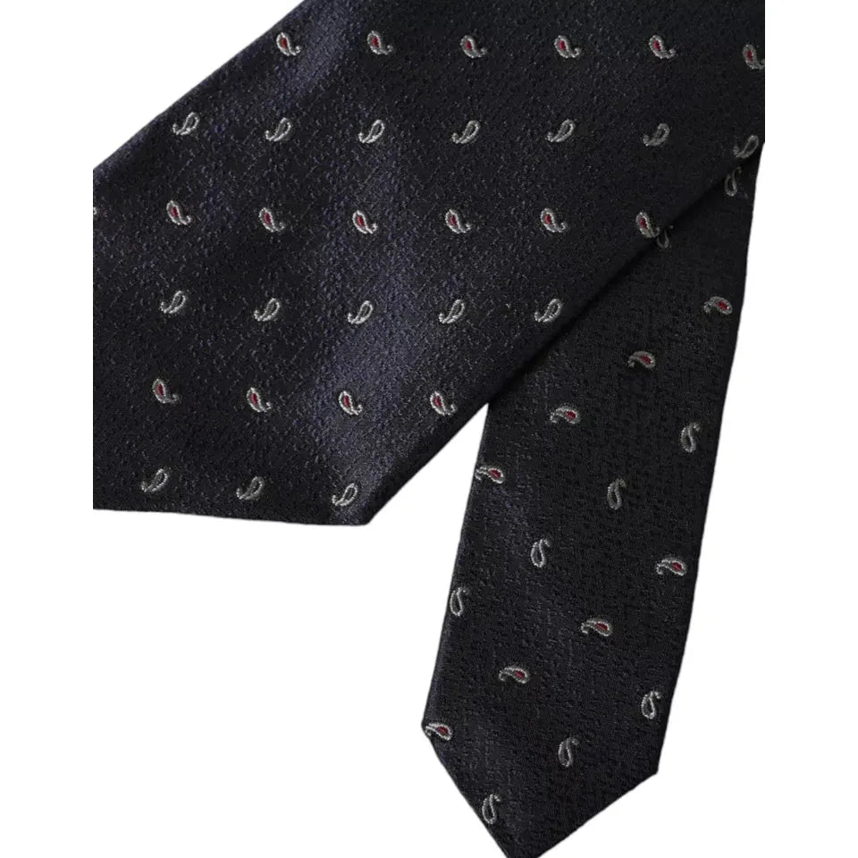 Dolce & Gabbana Dark Blue Fantasy 100% Silk Adjustable Men Tie Dolce & Gabbana