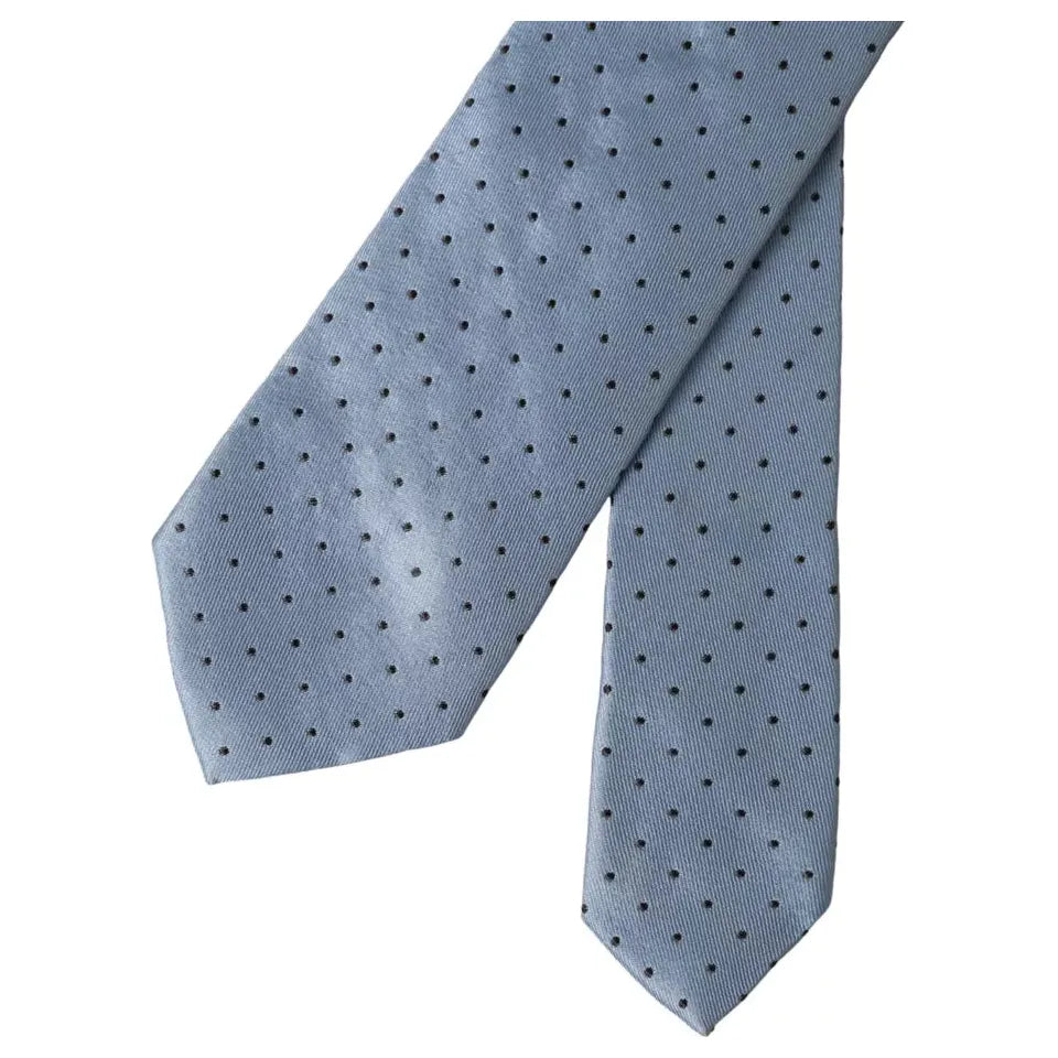 Dolce & Gabbana Light Blue Polka Dot Silk Adjustable Men Tie Dolce & Gabbana