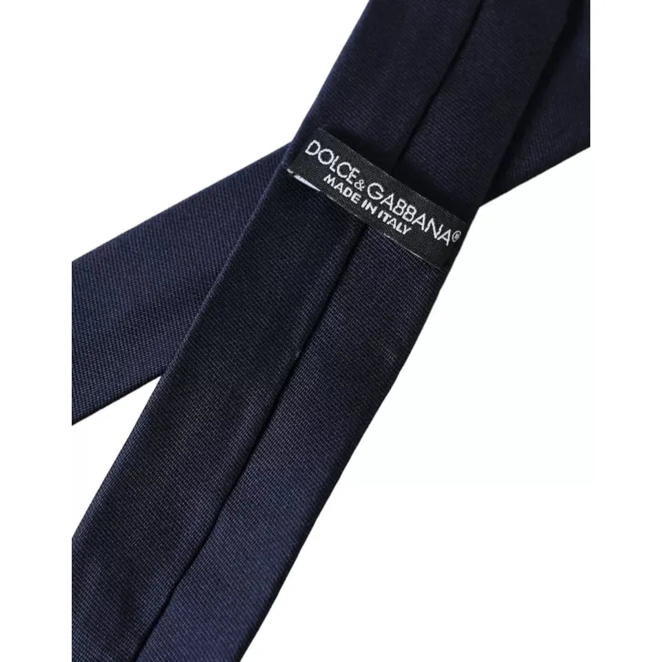 Dolce & Gabbana Dark Blue Silk Skinny Adjustable Tie Dolce & Gabbana