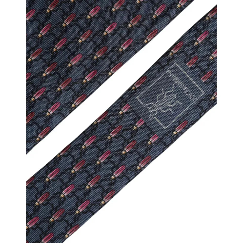 Dolce & Gabbana Blue Bug Print Silk Adjustable Men Tie Dolce & Gabbana