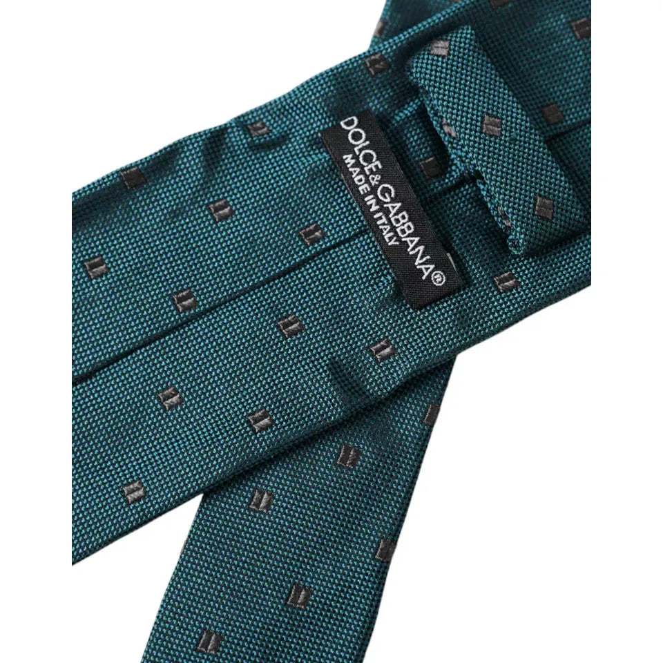 Dolce & Gabbana Green Patterned Silk Adjustable Men Tie Dolce & Gabbana