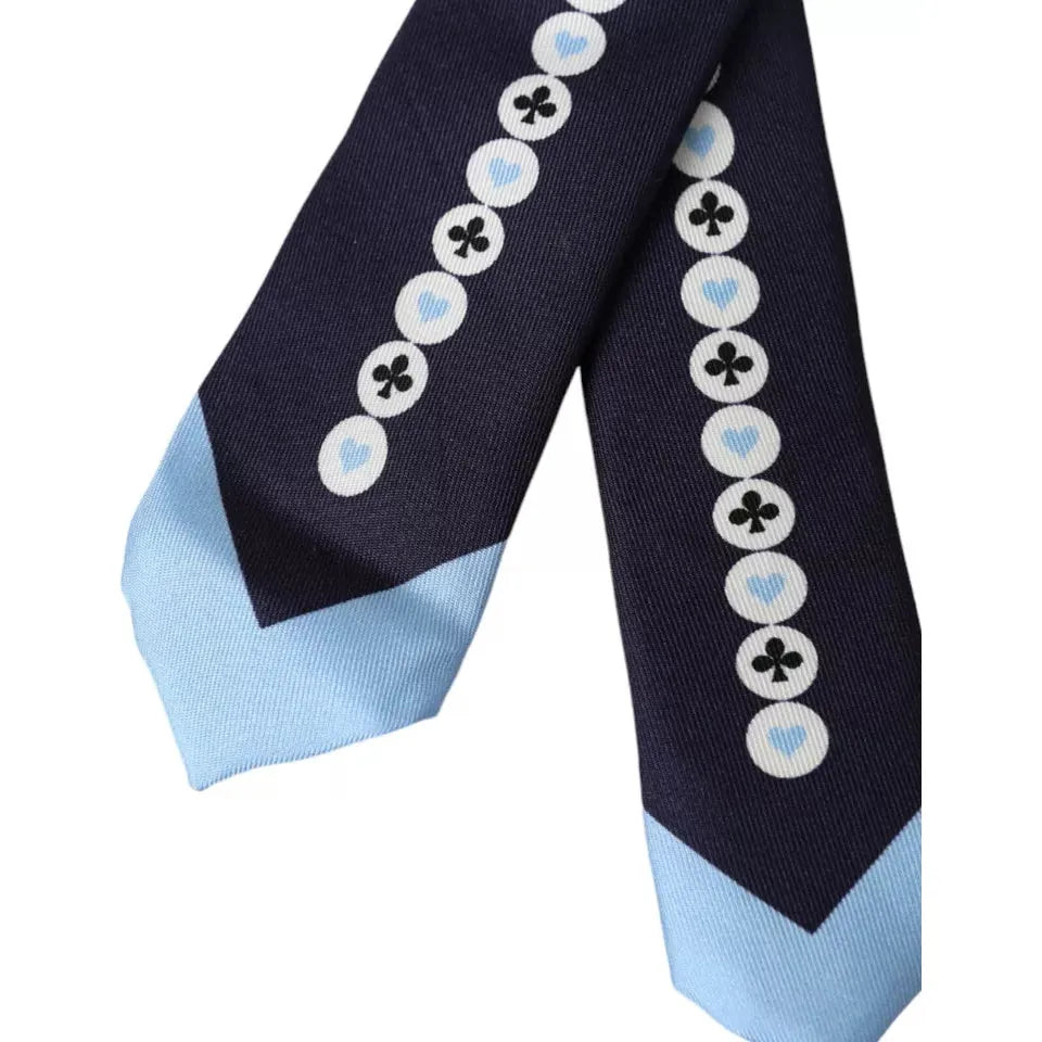 Dolce & Gabbana Blue Card Deck Symbols Adjustable Tie Dolce & Gabbana