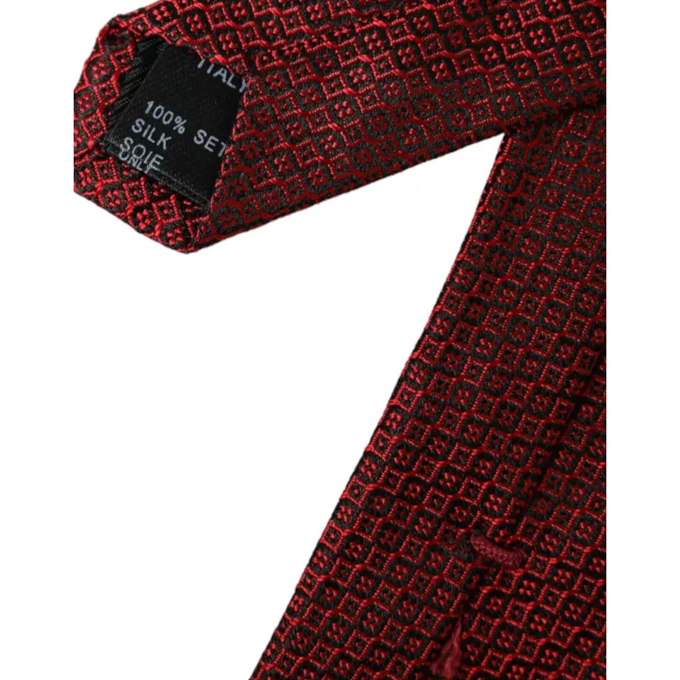 Dolce & Gabbana Red Patterned 100% Silk Adjustable Men Tie Dolce & Gabbana