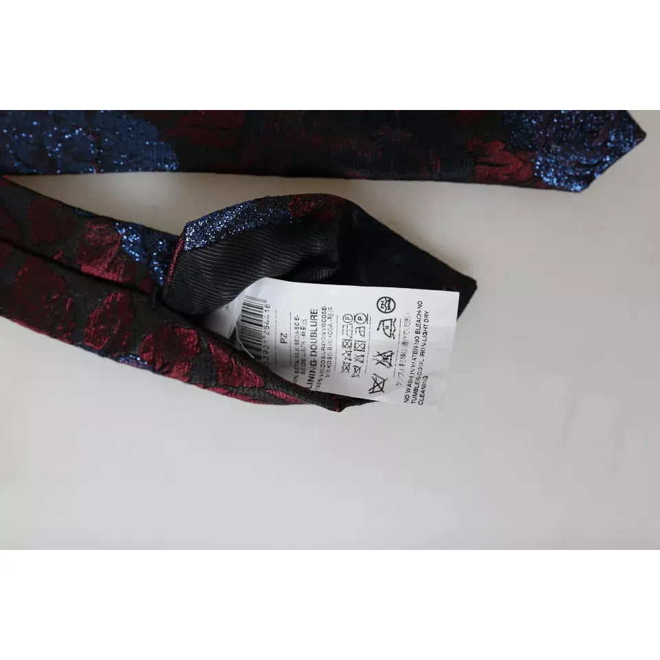 Dolce & Gabbana Red Blue Floral Fantasy Silk Adjustable Men Tie Dolce & Gabbana