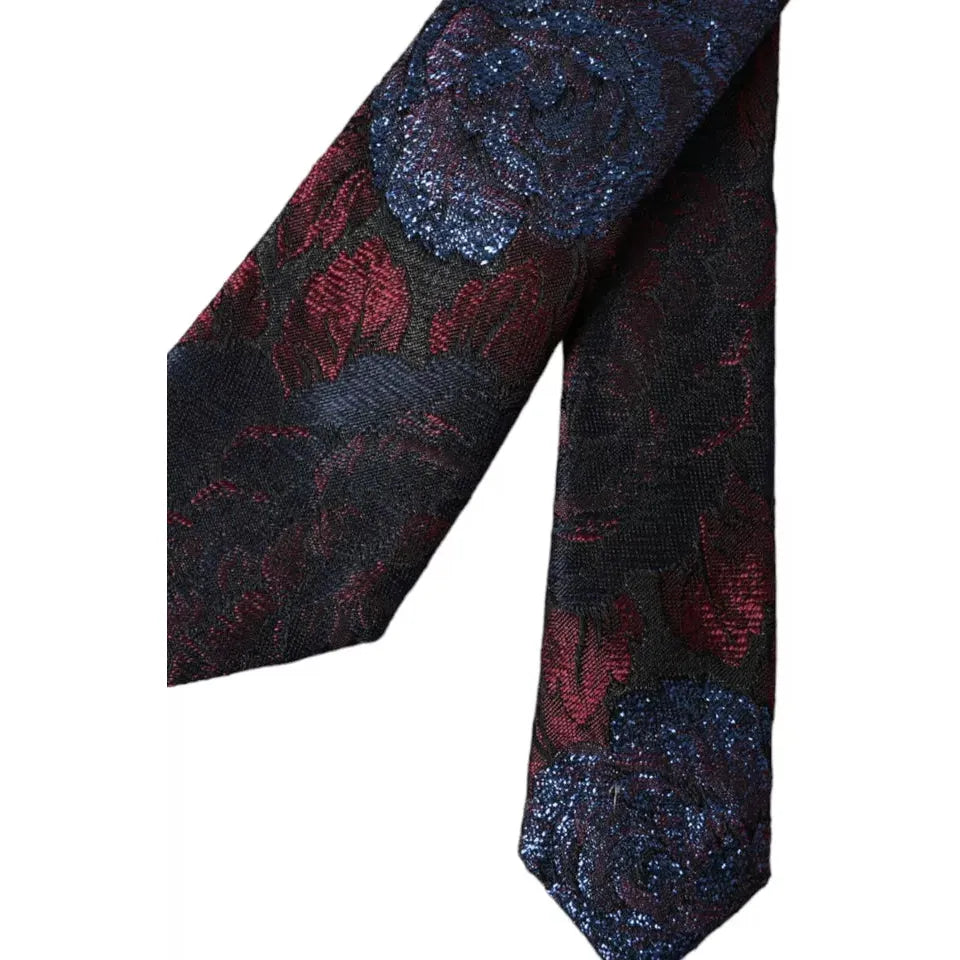 Dolce & Gabbana Red Blue Floral Fantasy Silk Adjustable Men Tie Dolce & Gabbana