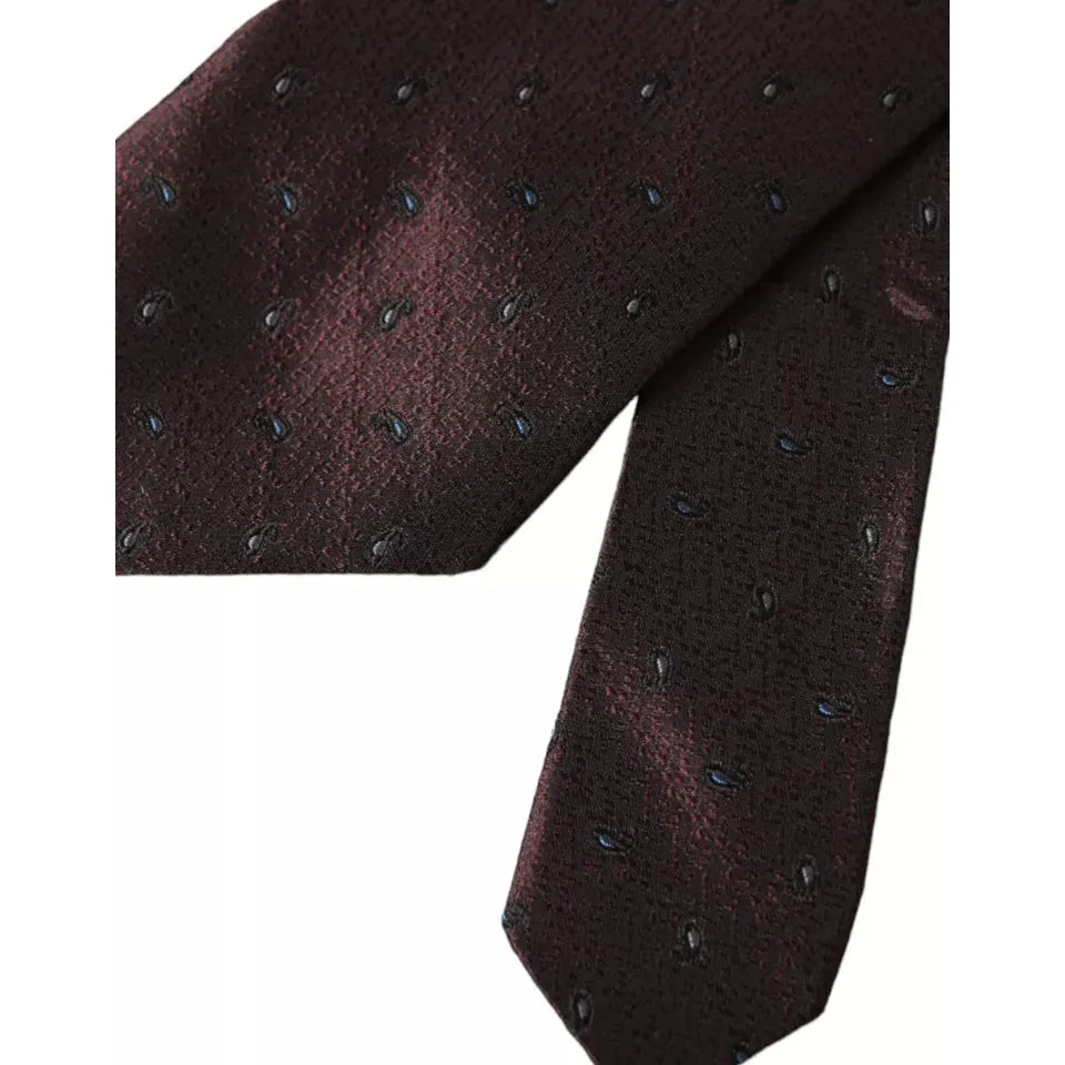 Dolce & Gabbana Bordeaux Fantasy 100% Silk Adjustable Men Tie Dolce & Gabbana