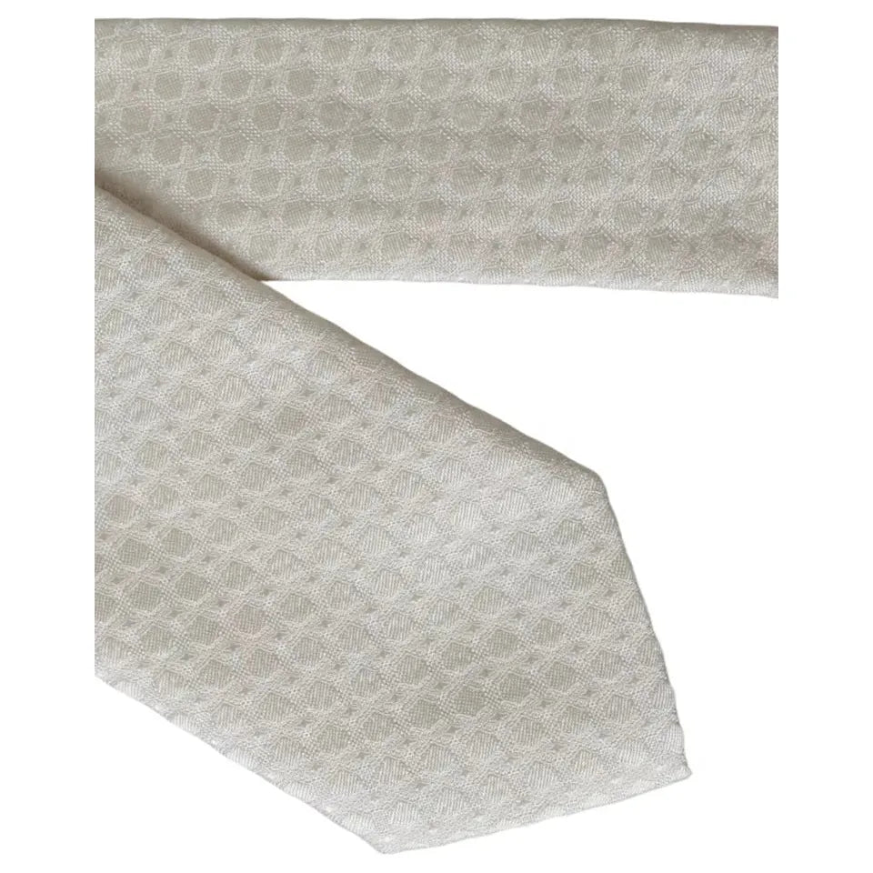 Dolce & Gabbana Off White Silk Adjustable Necktie Men Tie Dolce & Gabbana