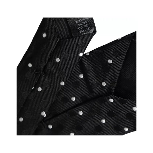 Dolce & Gabbana Black Polka Dot Fantasy Silk Adjustable Men Tie Dolce & Gabbana