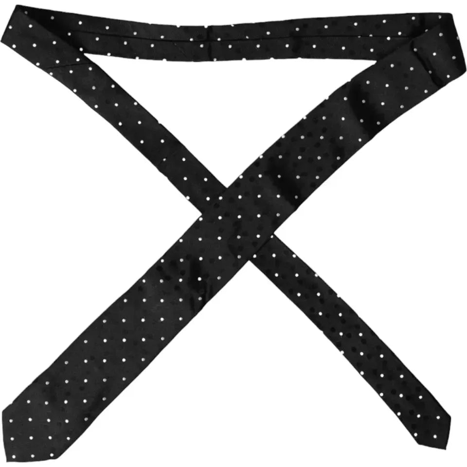 Dolce & Gabbana Black Polka Dot Fantasy Silk Adjustable Men Tie Dolce & Gabbana