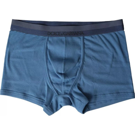 Dolce & Gabbana Blue Cotton Blend Regular Boxer Shorts Underwear Dolce & Gabbana