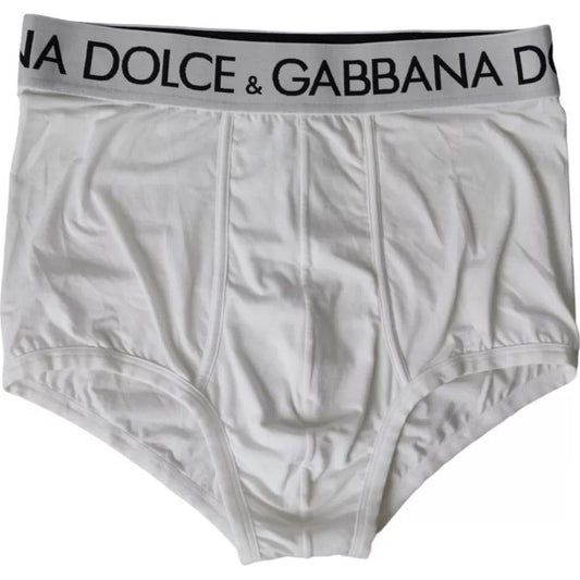 Dolce & Gabbana White Logo Cotton Stretch Brando Slip Underwear Dolce & Gabbana